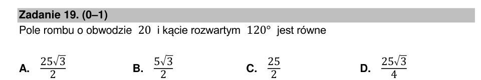 Zadanie 19: Pole rombu - matura matematyka 2022
