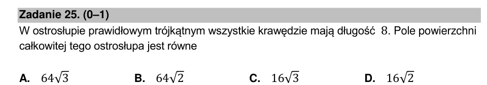 Zadanie 25: Pole powierzchni ostrosłupa - matura matematyka 2022
