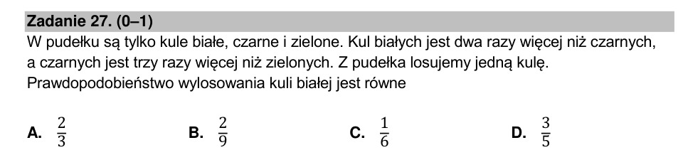 Zadanie 27: Prawdopodobieństwo kuli białej - matura matematyka 2022