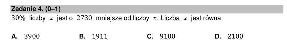 Zadanie 4: Liczba z warunku procentowego - matura matematyka 2022