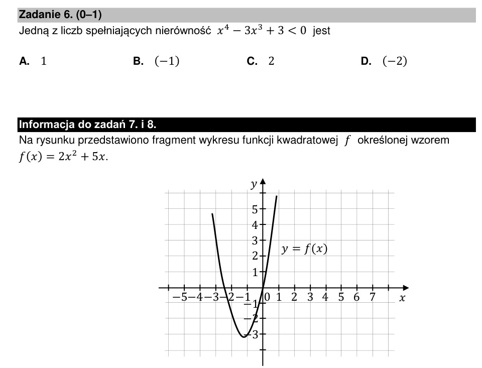 Zadanie 6: Liczba spełniająca nierówność - matura matematyka 2022