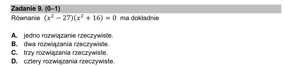 Zadanie 9: Liczba rozwiązań równania - matura matematyka 2022