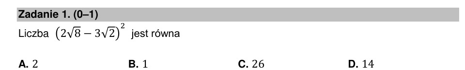 Zadanie 1: Kwadrat różnicy pierwiastków - matura matematyka 2022