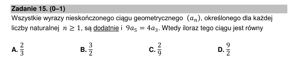 Zadanie 15: Iloraz ciągu geometrycznego - matura matematyka 2022