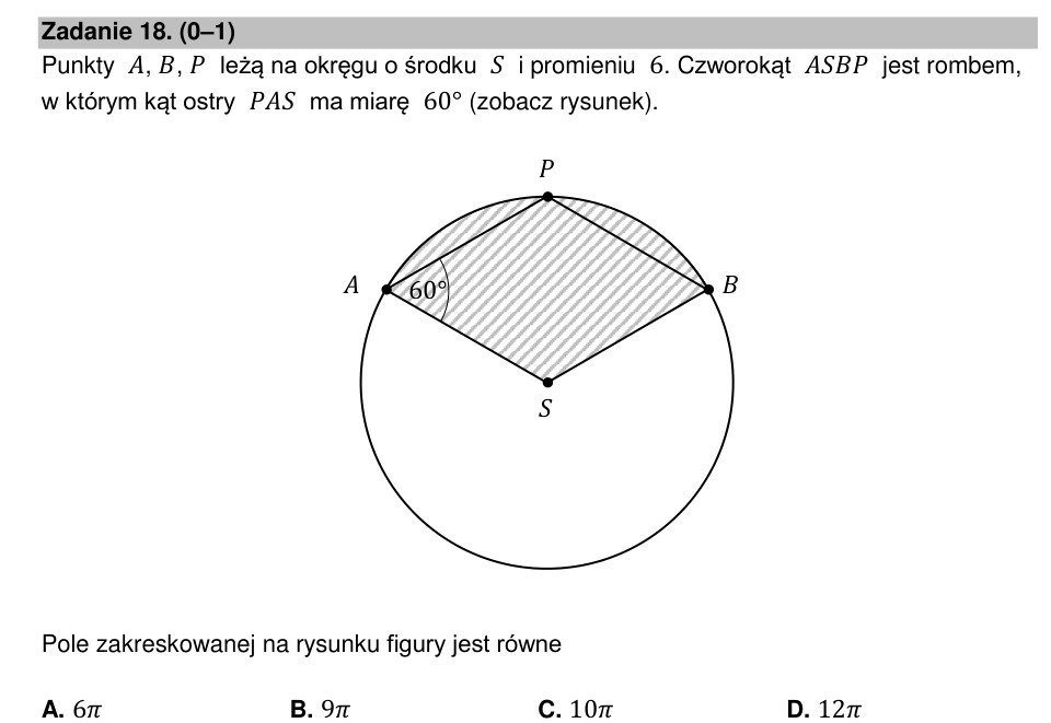 Zadanie 18: Pole zakreskowanej figury - matura matematyka 2022