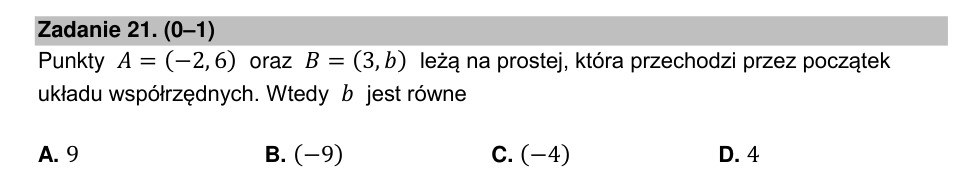 Zadanie 21: Współrzędna punktu na prostej - matura matematyka 2022