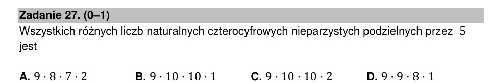 Zadanie 27: Liczby czterocyfrowe nieparzyste - matura matematyka 2022