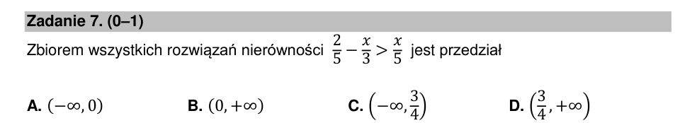 Zadanie 7: Zbiór rozwiązań nierówności - matura matematyka 2022