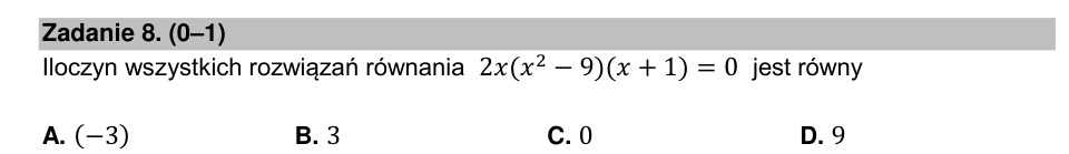 Zadanie 8: Iloczyn rozwiązań równania - matura matematyka 2022