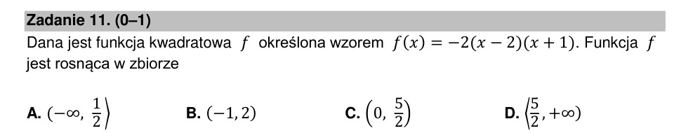 Zadanie 11: Przedział monotoniczności funkcji - matura matematyka 2022
