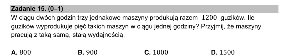 Zadanie 15: Wydajność maszyn produkcyjnych - matura matematyka 2022