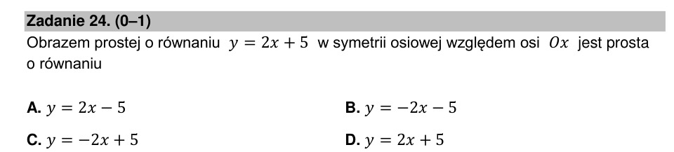 Zadanie 24: Obraz prostej w symetrii - matura matematyka 2022
