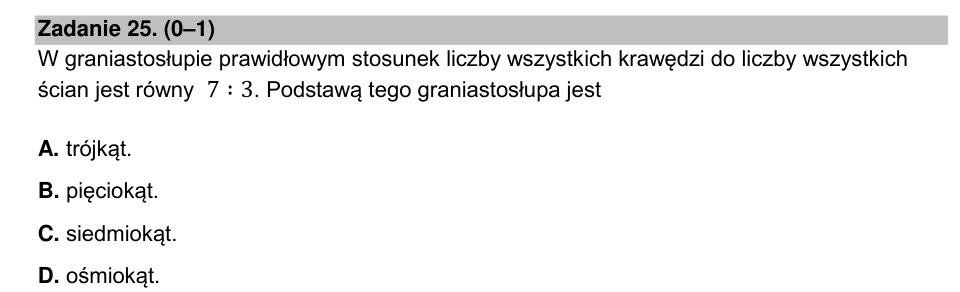 Zadanie 25: Podstawa graniastosłupa prawidłowego - matura matematyka 2022