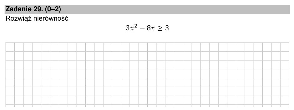 Zadanie 29: Nierówność kwadratowa - matura matematyka 2022