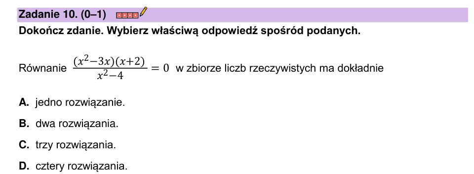 Zadanie 10: Liczba rozwiązań równania - matura matematyka 2023