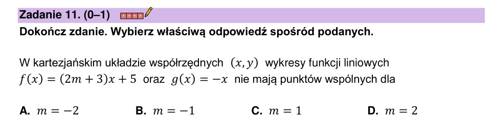 Zadanie 11: Wykresy funkcji liniowych - matura matematyka 2023