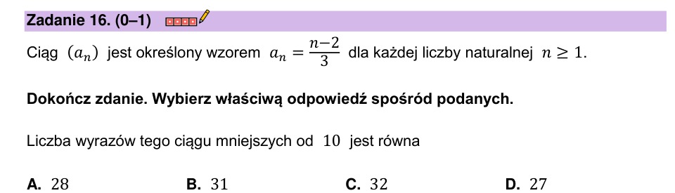 Zadanie 16: Liczba wyrazów ciągu - matura matematyka 2023