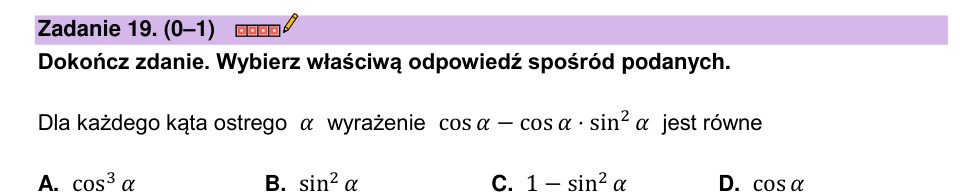 Zadanie 19: Wyrażenie trygonometryczne - matura matematyka 2023