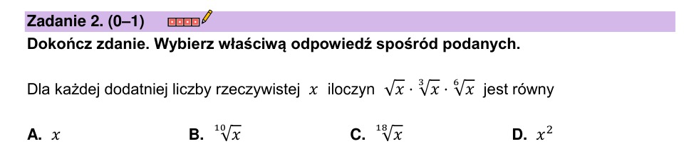 Zadanie 2: Iloczyn pierwiastków - matura matematyka 2023