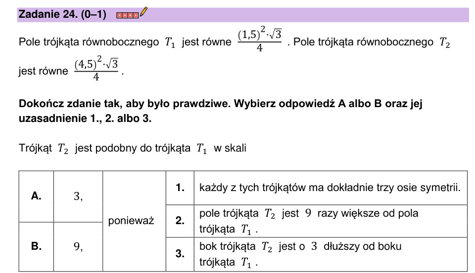Zadanie 24: Skala podobieństwa trójkątów - matura matematyka 2023