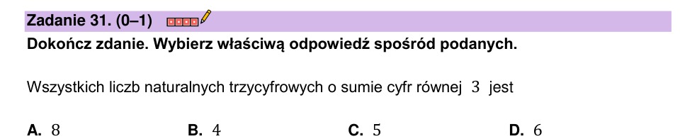 Zadanie 31: Liczby naturalne trzycyfrowe - matura matematyka 2023