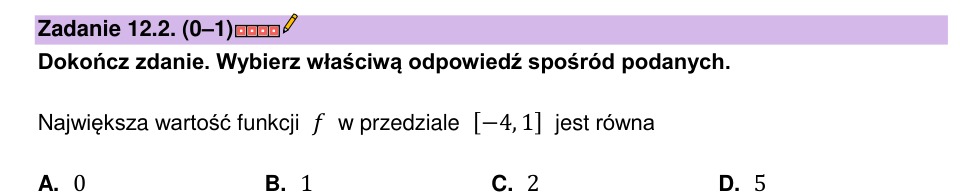 Zadanie 12.2: Największa wartość funkcji - matura matematyka 2023