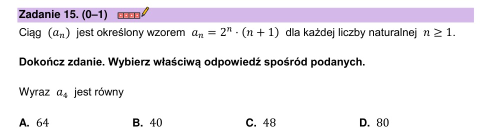 Zadanie 15: Czwarty wyraz ciągu - matura matematyka 2023