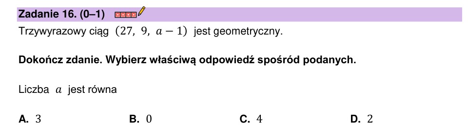 Zadanie 16: Wyraz ciągu geometrycznego - matura matematyka 2023