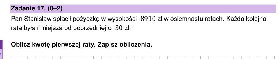 Zadanie 17: Pierwsza rata pożyczki - matura matematyka 2023