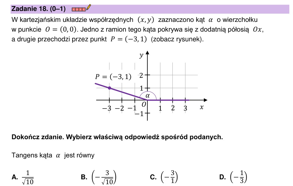 Zadanie 18: Tangens kąta - matura matematyka 2023