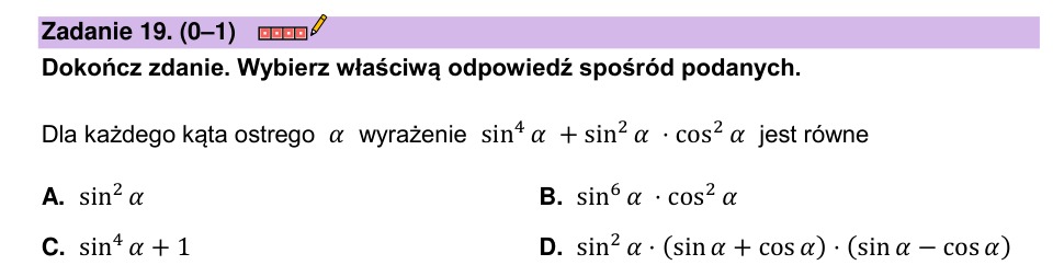 Zadanie 19: Wyrażenie trygonometryczne - matura matematyka 2023