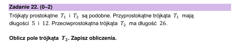Zadanie 22: Pole trójkąta podobnego - matura matematyka 2023