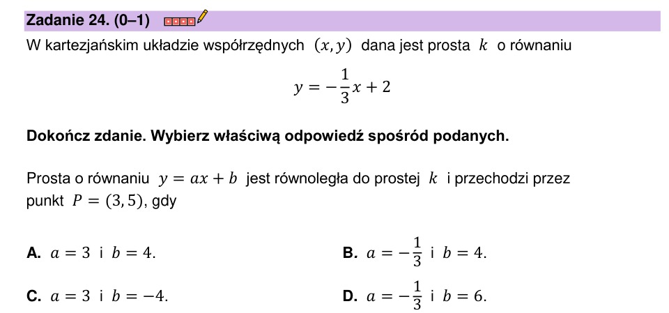 Zadanie 24: Prosta równoległa - matura matematyka 2023