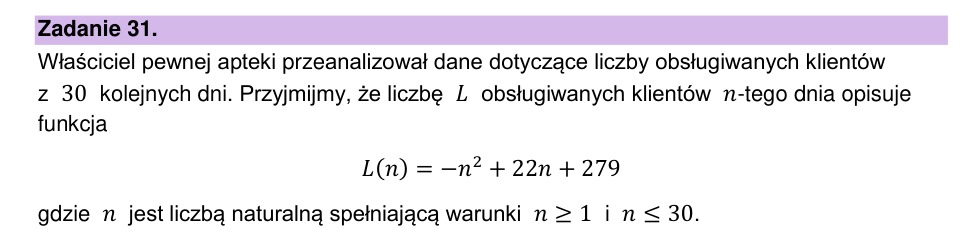 Zadanie 31: Klienci apteki - matura matematyka 2023