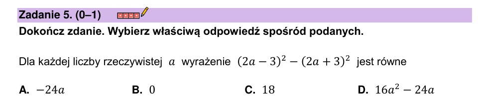 Zadanie 5: Różnica kwadratów - matura matematyka 2023