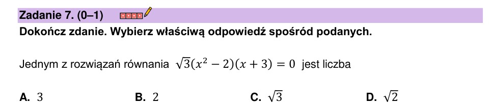 Zadanie 7: Pierwiastek równania - matura matematyka 2023