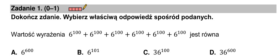 Zadanie 1: Suma jednakowych potęg - matura matematyka 2023