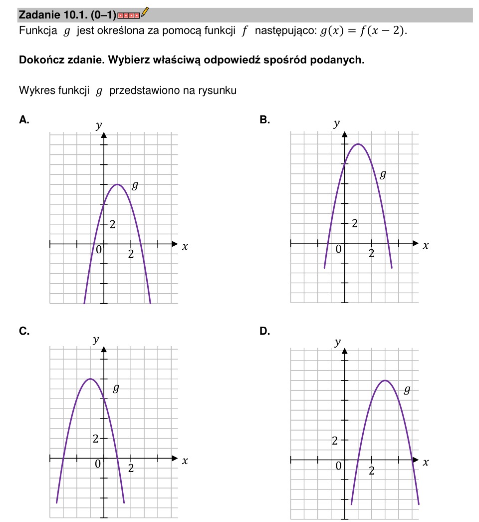 Zadanie 10.1: Przesunięcie wykresu funkcji - matura matematyka 2023