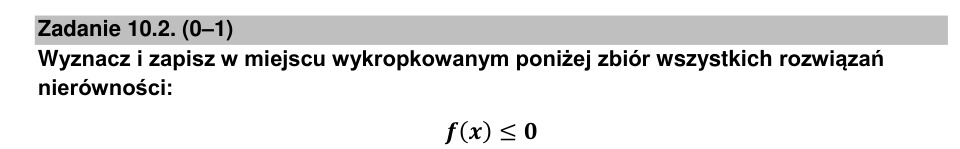 Zadanie 10.2: Rozwiązania nierówności kwadratowej - matura matematyka 2023