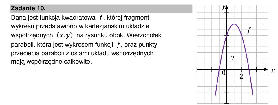 Zadanie 10: Wykres funkcji kwadratowej - matura matematyka 2023