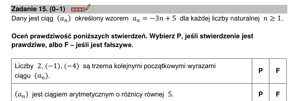 Zadanie 15: Wyrazy ciągu arytmetycznego - matura matematyka 2023