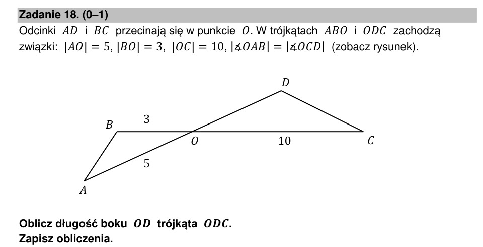 Zadanie 18: Długość odcinka OD - matura matematyka 2023