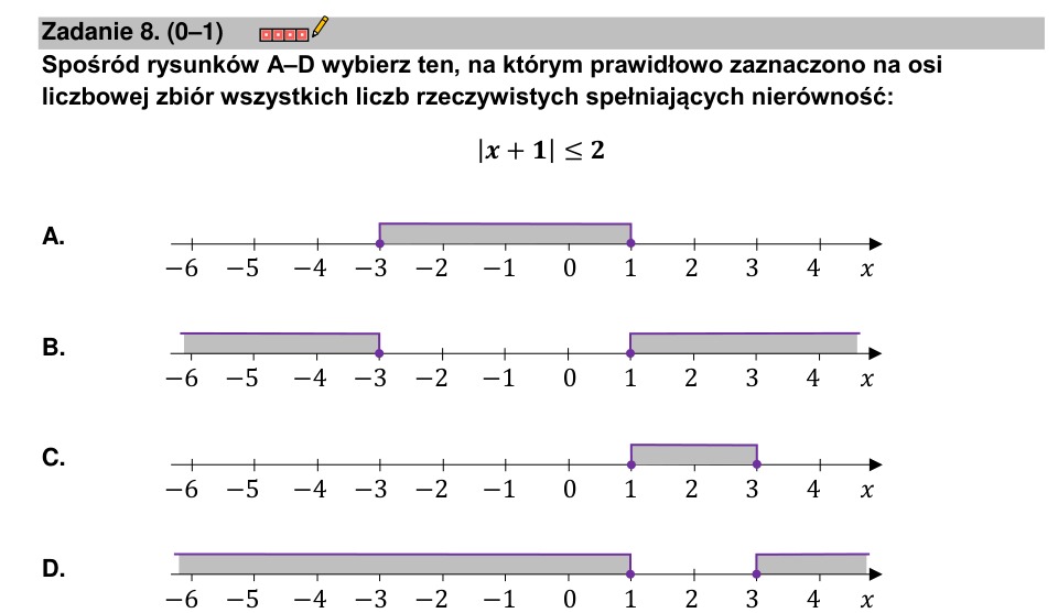 Zadanie 8: Nierówność z modułem - matura matematyka 2023