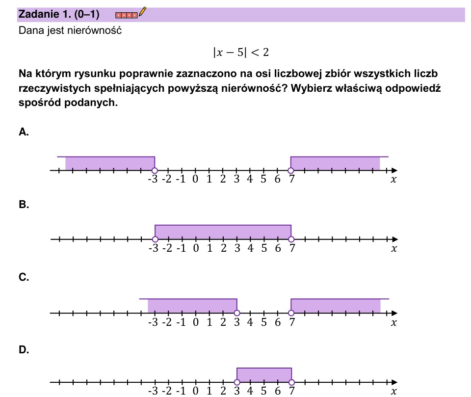 Zadanie 1: Zbiór na osi liczbowej - matura matematyka 2023