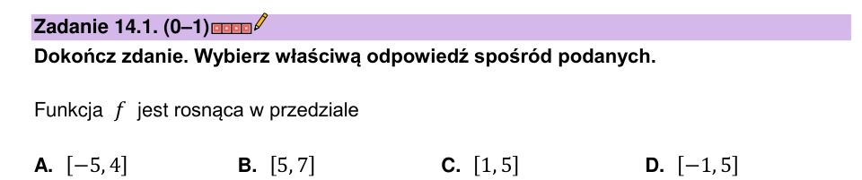 Zadanie 14.1: Przedział wzrostu funkcji - matura matematyka 2023