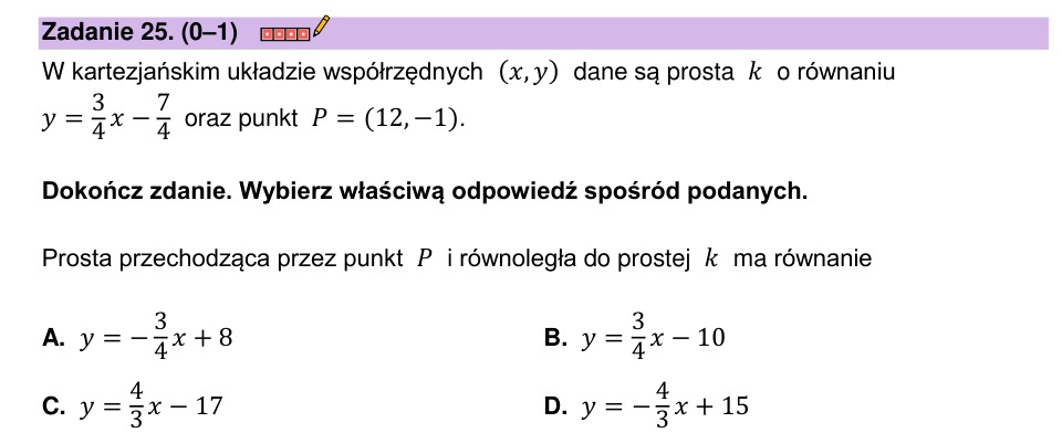 Zadanie 25: Prosta równoległa - matura matematyka 2023