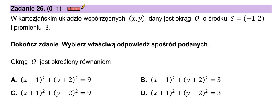 Zadanie 26: Równanie okręgu - matura matematyka 2023