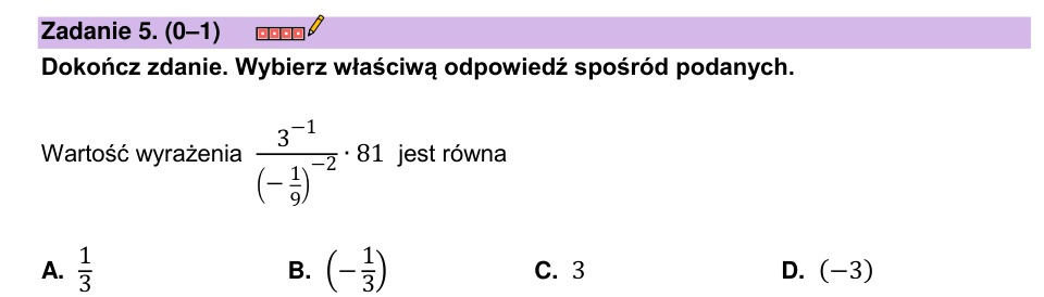Zadanie 5: Wartość wyrażenia potęgowego - matura matematyka 2023