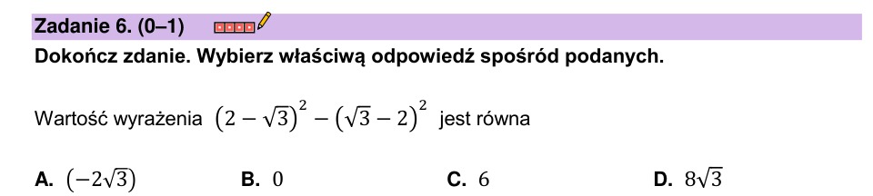 Zadanie 6: Różnica kwadratów - matura matematyka 2023