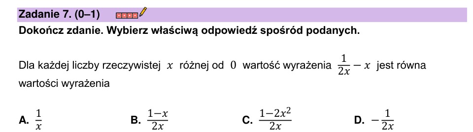 Zadanie 7: Uproszczenie wyrażenia wymiernego - matura matematyka 2023